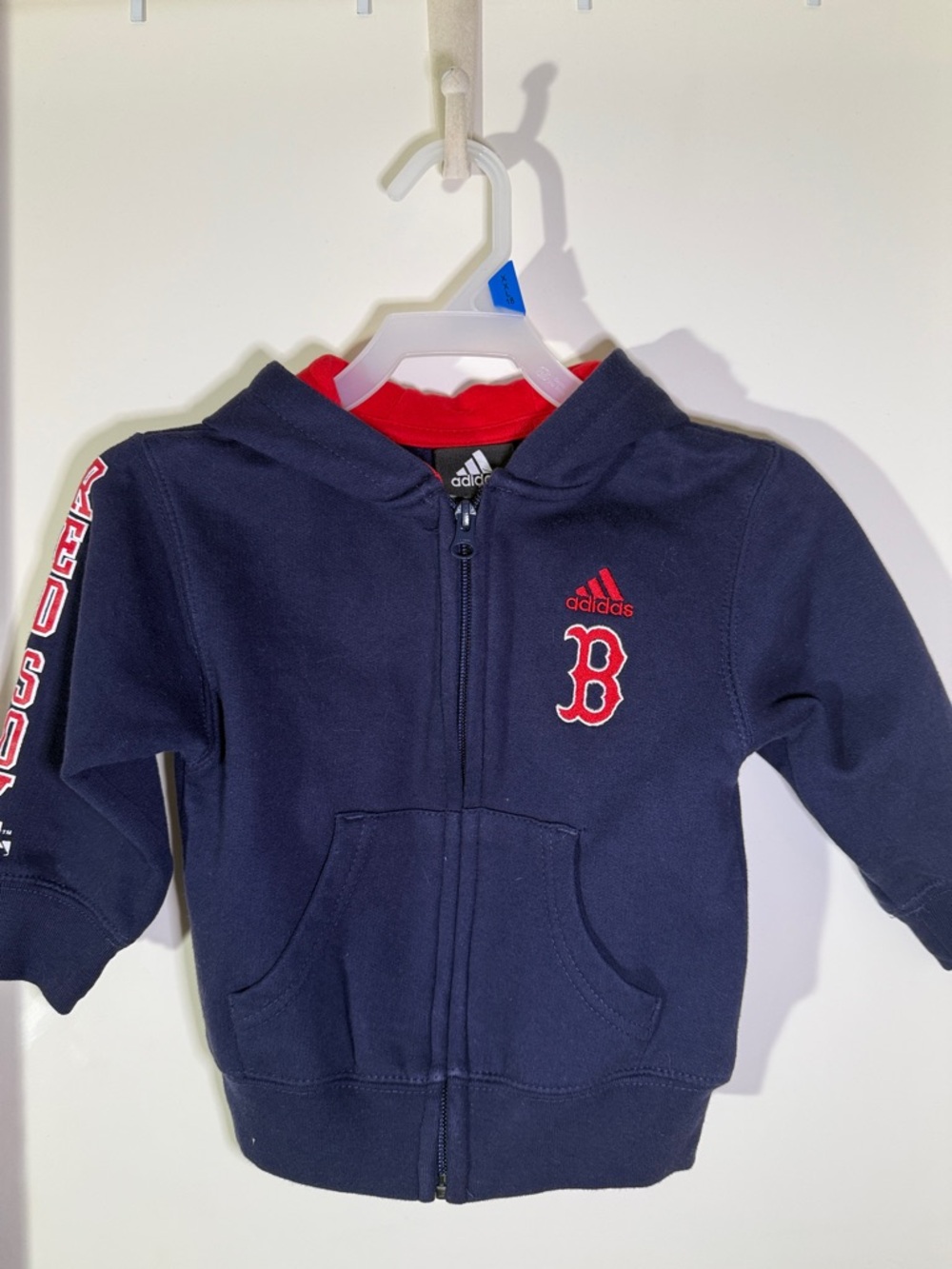 adidas Navy and Red Red Sox Zip Hoodie